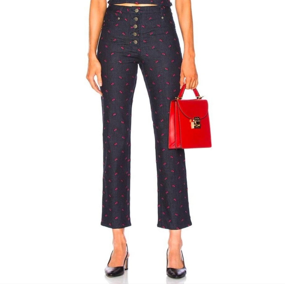 Miaou Dark Blue Jeans with Red Accents